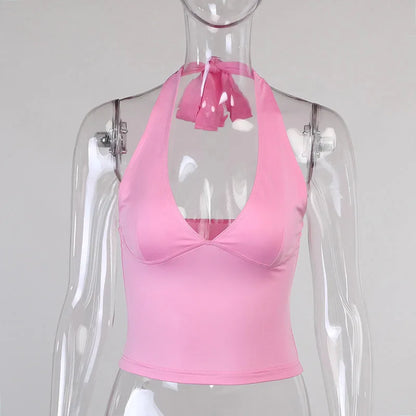 Top sexy con spalle scoperte da donna 2025 Club Party Outfits Guaina Pure senza maniche Bare Back Sexi Top corto estivo da donna