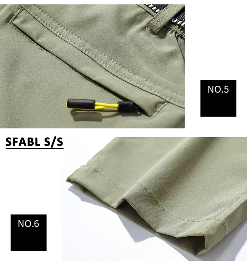 Svabl 5XL pantaloni da trekking estivi ad asciugatura rapida da uomo pantaloni tattici impermeabili elasticizzati tasche con cerniera pantaloni pantaloni da pesca leggeri
