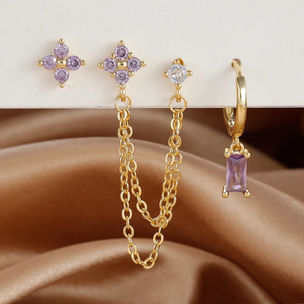 3 pezzi squisiti orecchini in acciaio inossidabile con 12 costellazioni di pietre portafortuna set per orecchini penetranti della cartilagine da donna gioielli di moda