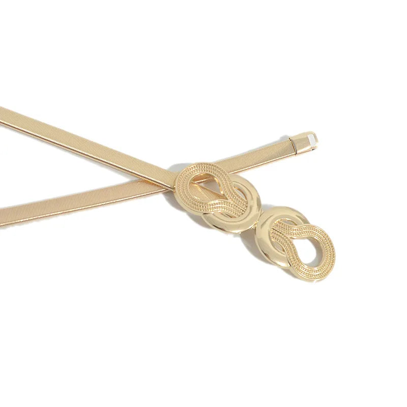 Cinture per donna Abiti in oro argento Cinture elastiche in vita femminile Cinture sottili in metallo per abiti da donna Cinturones Pasek
