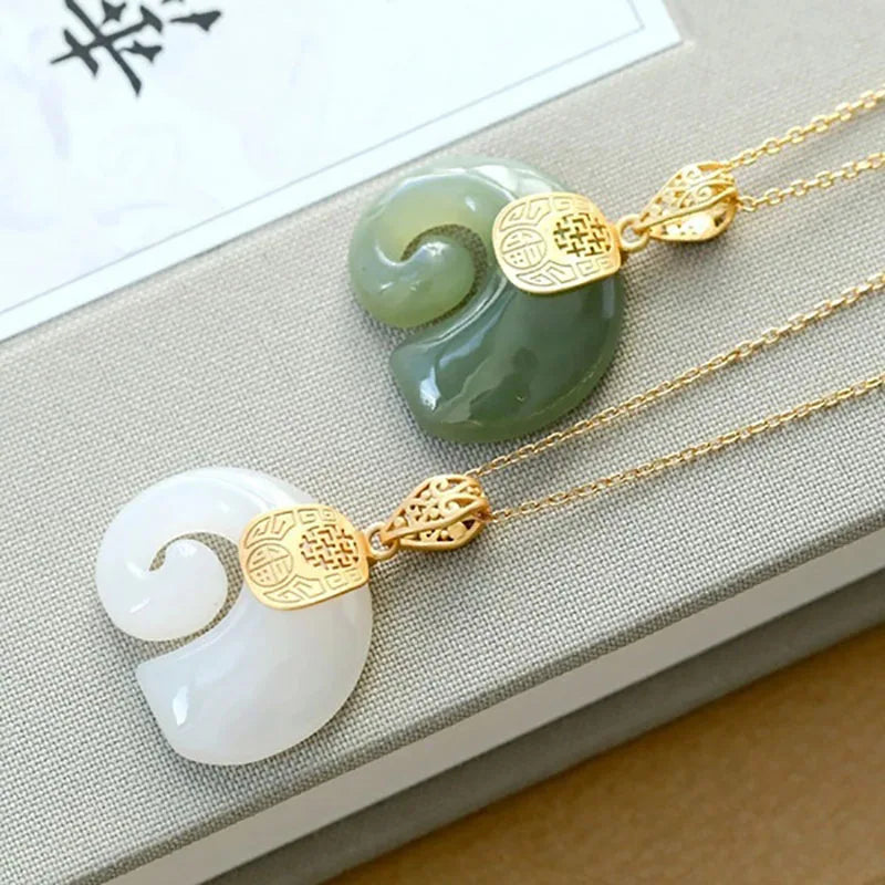 Boutique Natural Stone Hetian Jade Elephant ciondolo collana a catena placcata oro 18 carati gioielli girocollo per le donne anniversario di compleanno