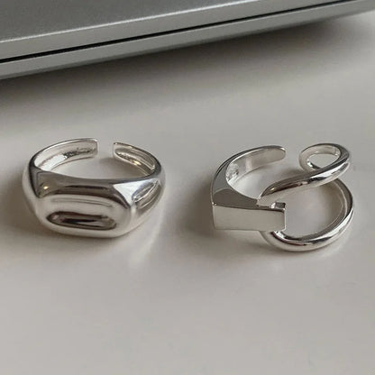 Anelli in Argento Sterling 925, Nuovi Gioielli da Festa, Charm Vintage, Design Geometrico a Doppio Strato, Accessori Regalo, Dropshipping