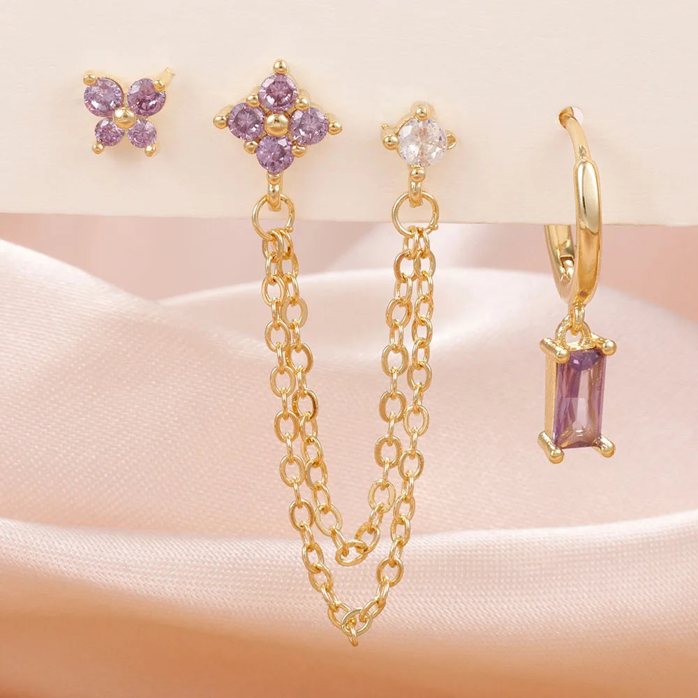 3 pezzi squisiti orecchini in acciaio inossidabile con 12 costellazioni di pietre portafortuna set per orecchini penetranti della cartilagine da donna gioielli di moda