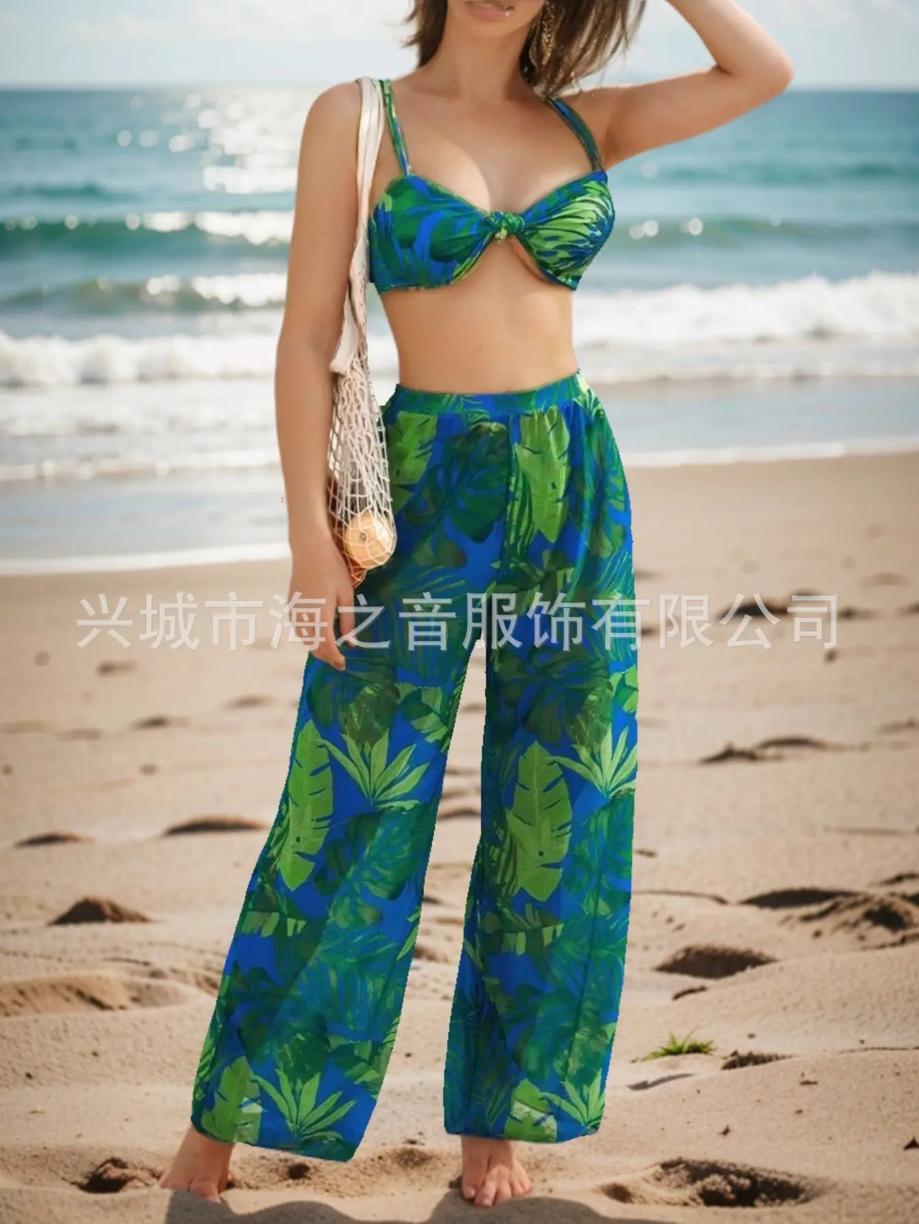 Nuovo costume da bagno bikini sexy pantaloni a rete costume da bagno da donna diviso in tre pezzi