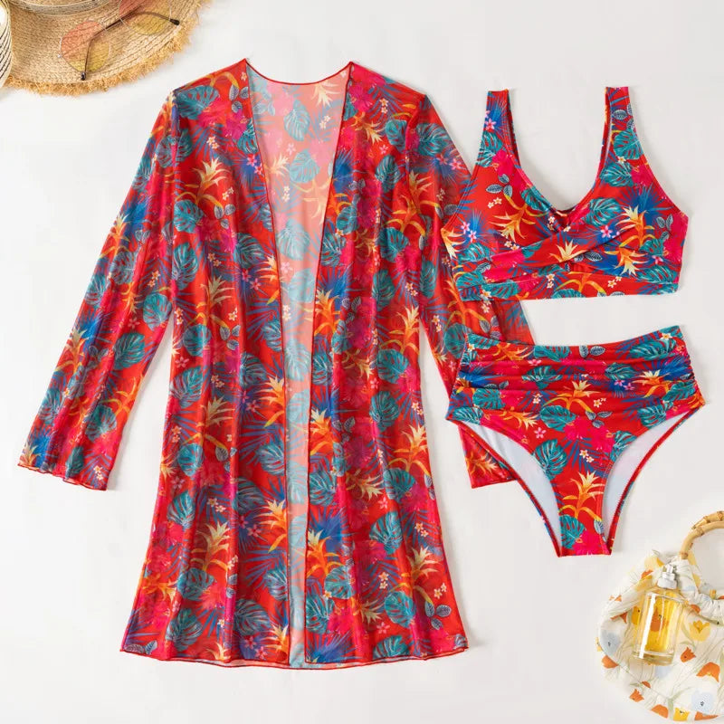 2026 Print Sexy Bikinis Swimsuit Women Swimwear Push Up Female Beach Swim Wear Three-Piece Bathing Suits Bikini Set Pool Bather