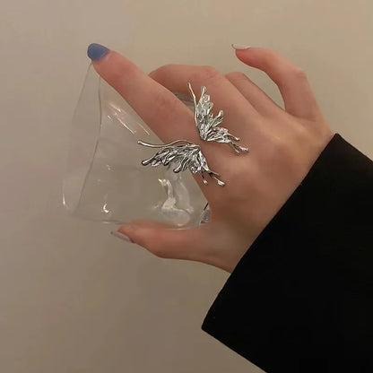 Anelli aperti a doppio gocciolamento di olio color oro retrò per le donne Anello da dito regolabile irregolare di lusso 2023 Nuovi gioielli da sposa alla moda