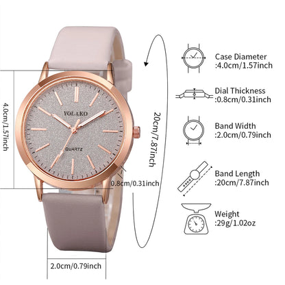 6 pezzi/set moda quadrante smerigliato orologio al quarzo da donna cinturino in pelle orologi da polso set di gioielli a forma di cuore (senza scatola)