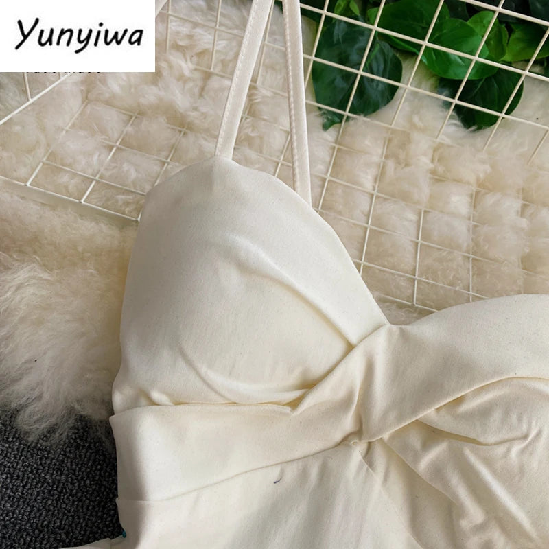 Ins Fashion Slim abito da donna asimmetrico a vita alta 2021 nuova estate elegante bianco nero abito da festa abiti da donna