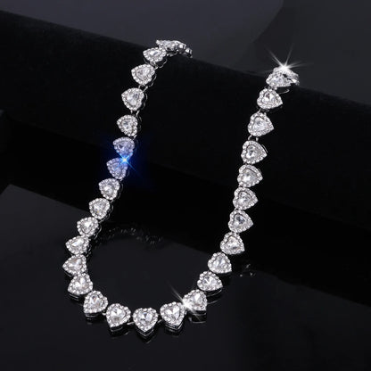 ZAKOL 45CM Nuovo Hip Hop Tennis Bracciale a catena Collana Cuore lucido Strass CZ Fashion Rock Party Set di gioielli