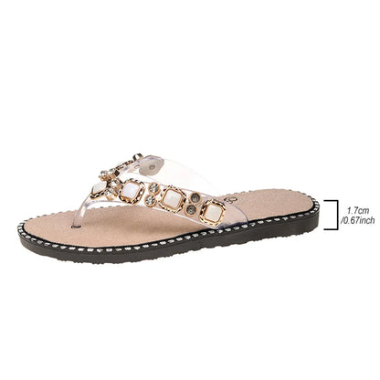 2025 Scarpe Donna Primavera Estate Perizoma Infradito piatte Comode strass Moda Sandali di lusso con punta aperta Designer da donna
