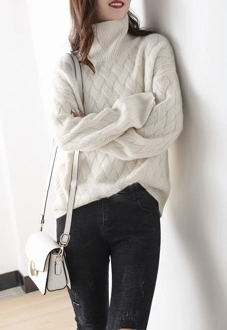 2024 nuove donne maglione allentato inverno casual chic cashmere oversize maglione spesso pullover pullover manica lunga femminile S-3XL