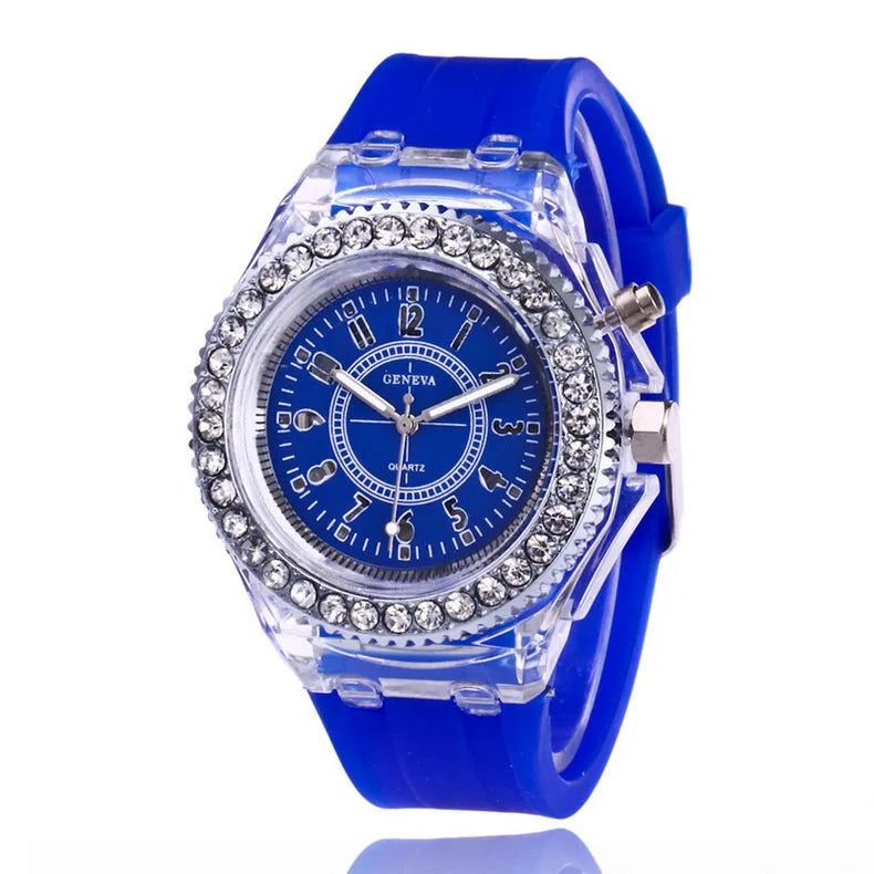 led Flash Orologio luminoso Tendenze della personalità studenti amanti gelatine donna orologi da uomo 7 colori luce Orologio da polso bayan kol saati