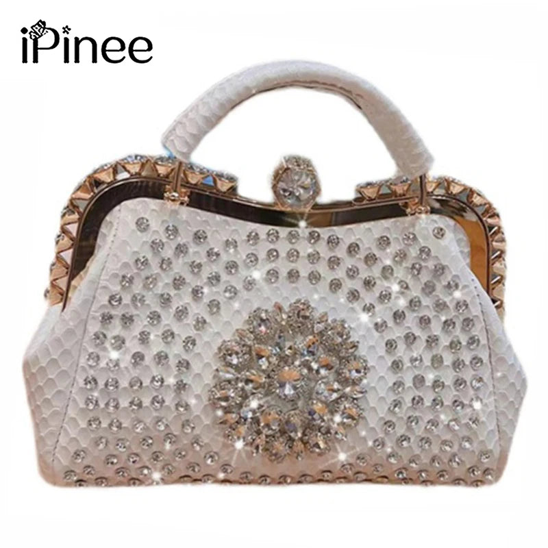 Borsa a tracolla di alta qualità da donna estate 2024 nuova borsa a tracolla di nicchia con texture esplosiva borsa di grande capacità tempestata di diamanti