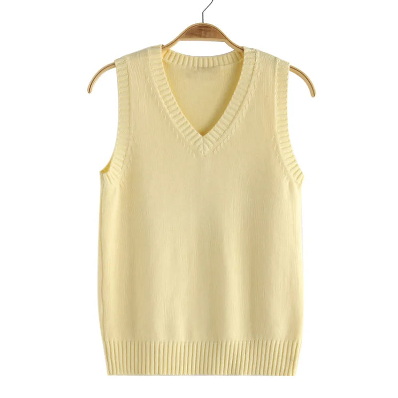 Stile Preppy Adolescente Scuola Ragazze Uniforme Maglioni senza maniche Gilet lavorato a maglia Studenti Y2K Lolita Pullover Gilet Donna JK Top