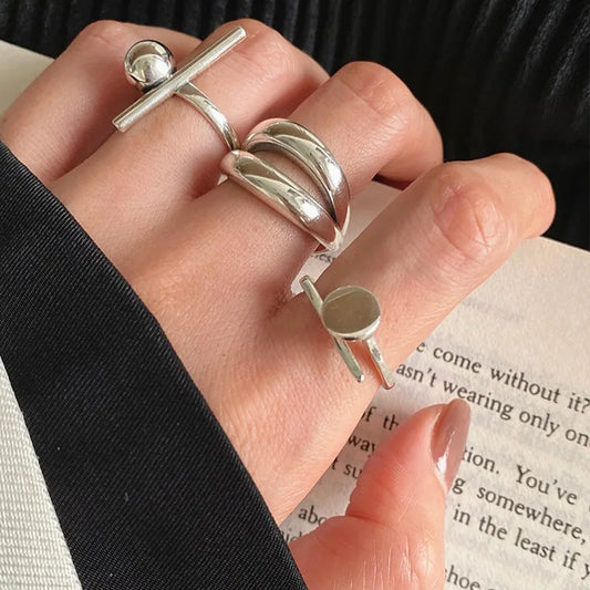 Anelli in Argento Sterling 925, Nuovi Gioielli da Festa, Charm Vintage, Design Geometrico a Doppio Strato, Accessori Regalo, Dropshipping