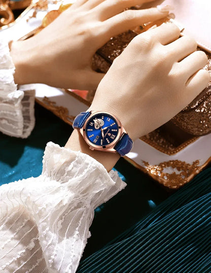 POEDAGAR Orologi casual di lusso per donna Orologio da donna in pelle con calendario impermeabile Orologio da polso al quarzo da donna di moda di alta qualità