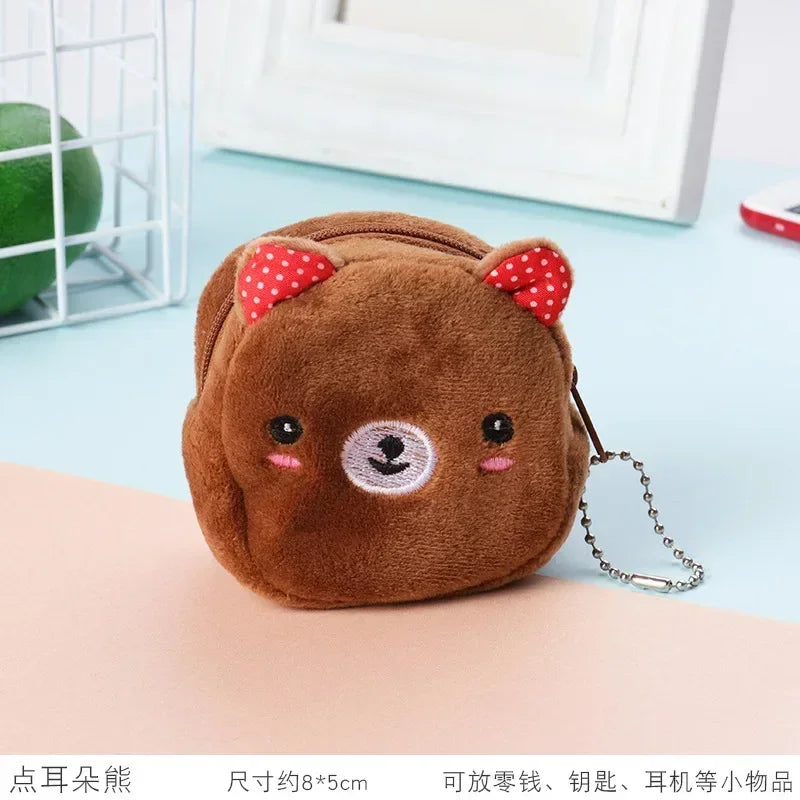 Cartone animato animale ragazzi portamonete in peluche bambini portamonete con cerniera custodia portaoggetti simpatici animali portafogli donna mini borsa regalo per bambini