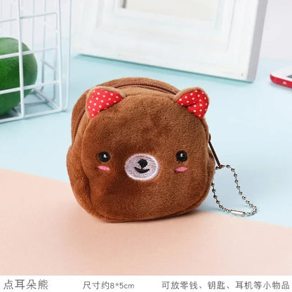 Cartone animato animale ragazzi portamonete in peluche bambini portamonete con cerniera custodia portaoggetti simpatici animali portafogli donna mini borsa regalo per bambini