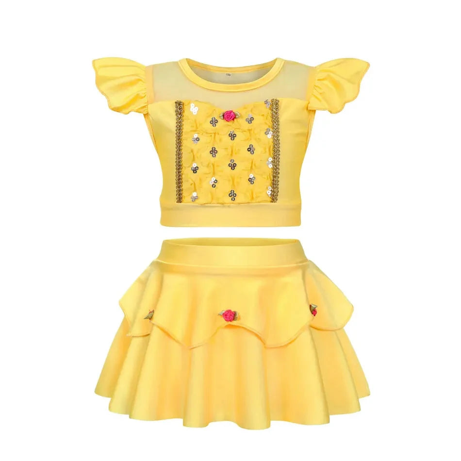 Costume da bagno principessa Sirena Mirabel Isabella Costume da bagno Set Ragazza Estate Beachwear Pool Party Bambini Anna Elsa Rapunzel Costume da bagno