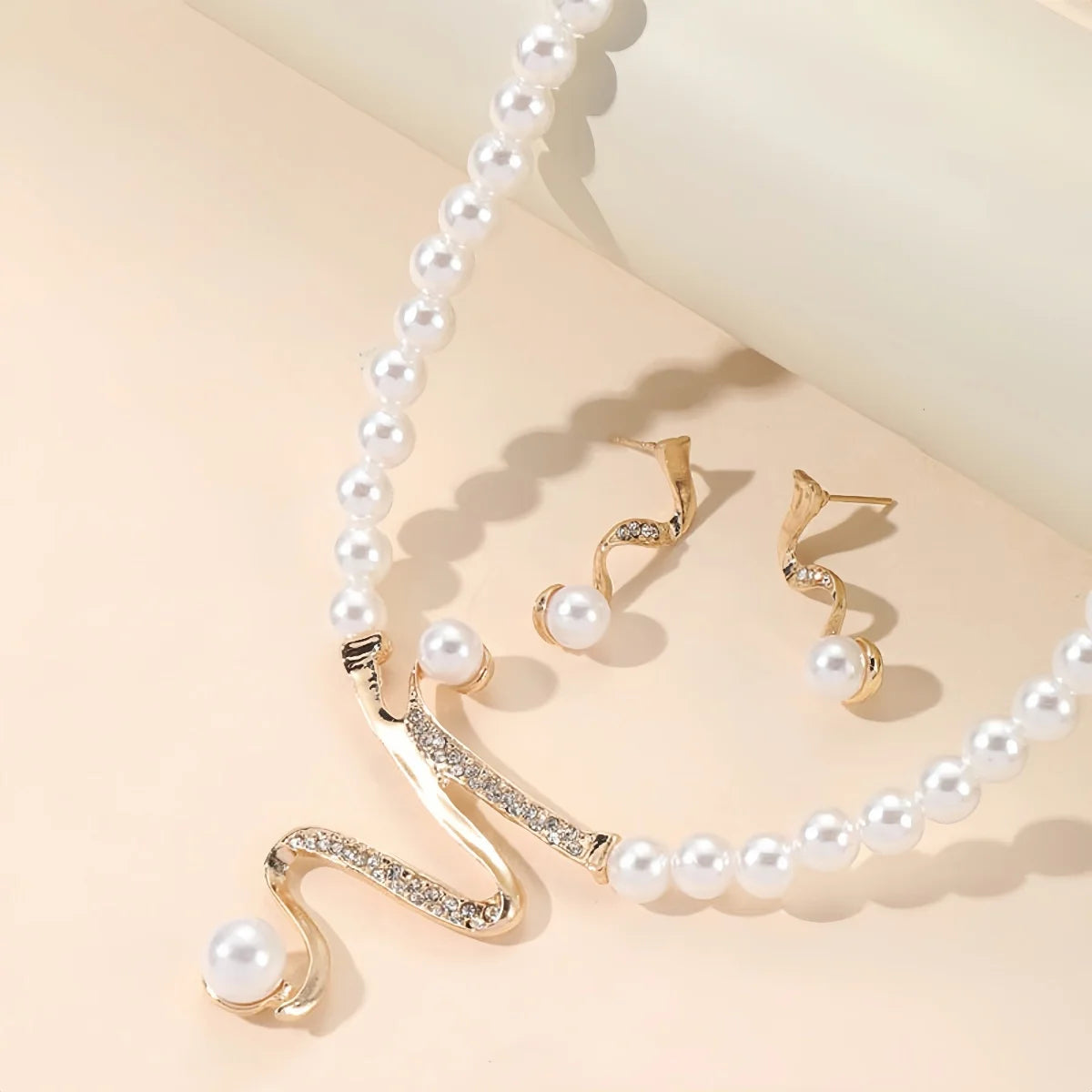 1 set di nuove donne da sposa festa di nozze imitazione perla strass collana orecchini set di gioielli