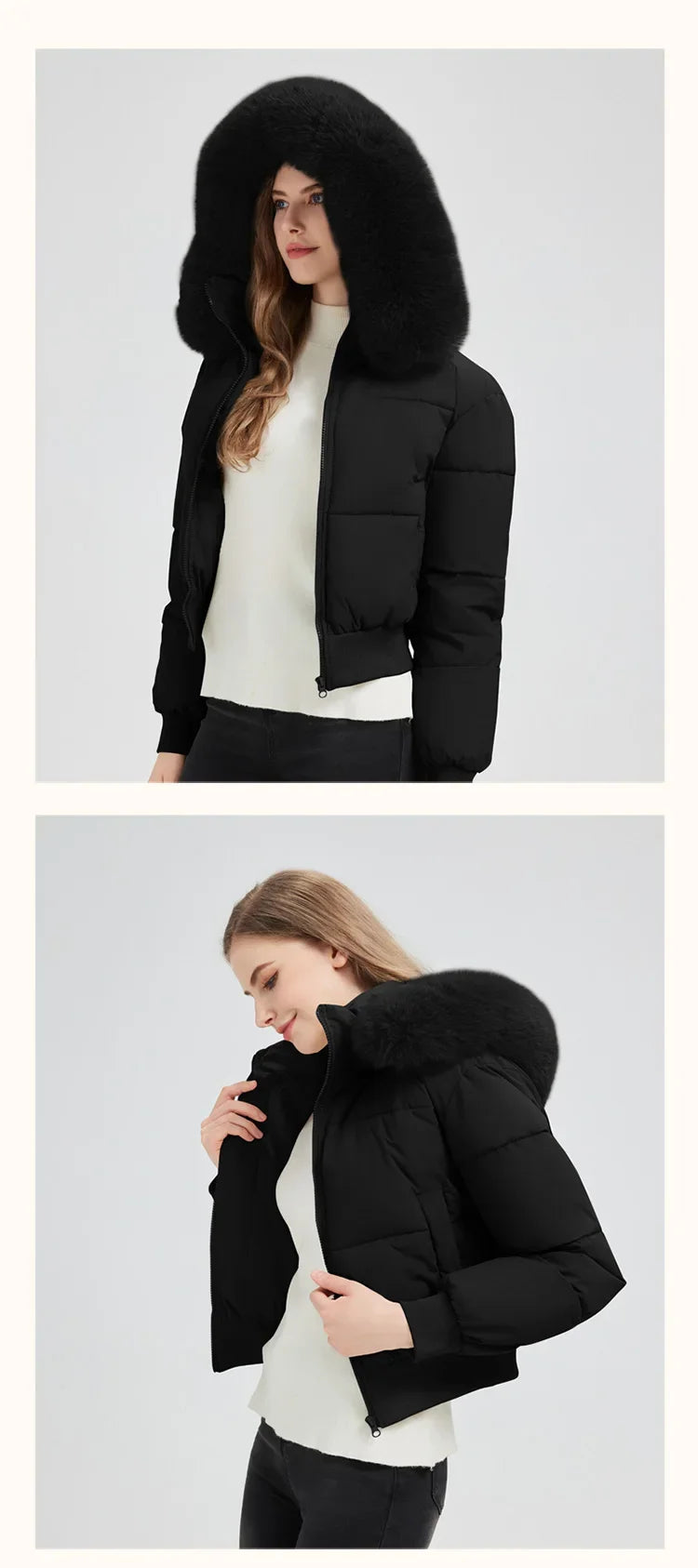 Parka Corta Invernale da Donna in Stile Coreano 2026, Imbottita in Cotone, Casual, Calda, con Cappuccio in Pelliccia, Chic Streetwear