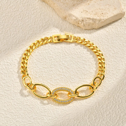 Bracelet pour femme de luxe avec breloque géométrique en zircon AAA, bracelets exquis en chaîne en métal plaqué or, bijoux de mariage de haute qualité