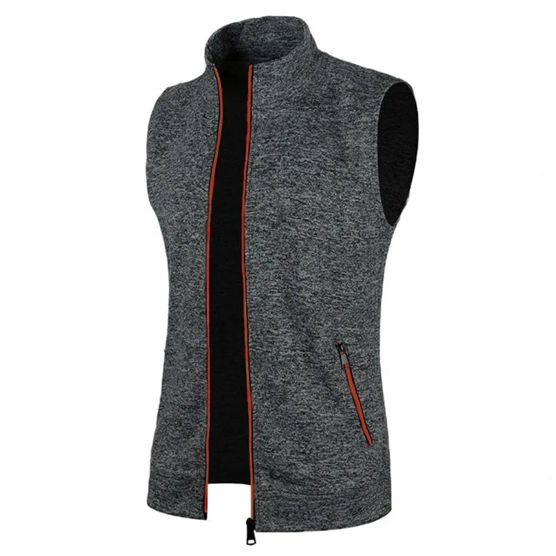 Cappotti senza maniche con cerniera da uomo autunno maglioni dolcevita da esterno traspirante tinta unita streetwear giacca gilet uomo top atletici