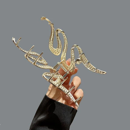 Clip per artigli per capelli in metallo di grandi dimensioni di lusso Forcine irregolari Punk Capelli in cristallo Granchi Barrettes Clip per mascelle vintage Accessori per capelli da donna