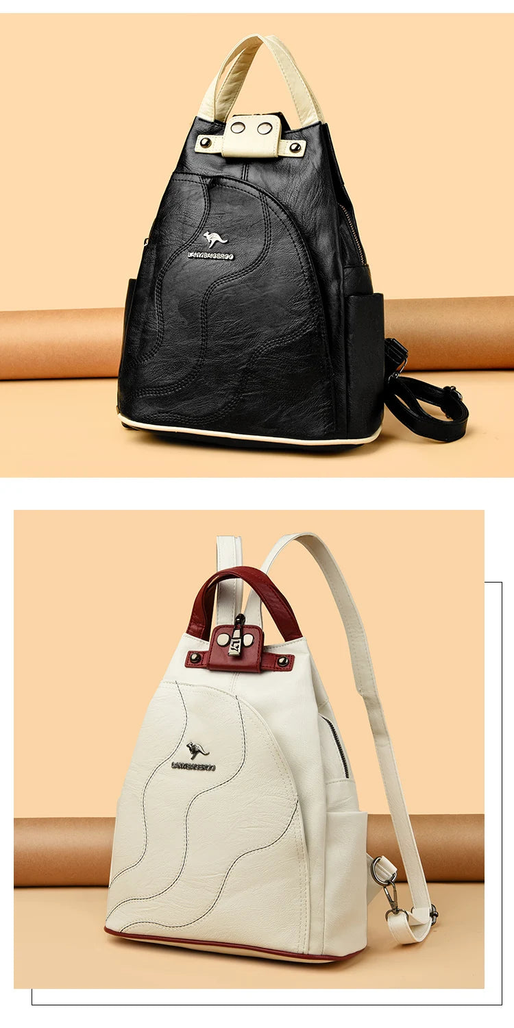 Zaini in pelle da donna Borsa da petto femminile con cerniera Zaino da viaggio Zaino da donna Mochilas Borse da scuola per ragazze adolescenti Sac A Dos