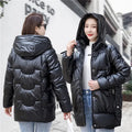 Nuova Giacca Invernale 2026 per Donna, Parka Lucido Imbottito in Cotone, Giacca Femminile Tinta Unita, Cappotto Caldo con Cappuccio