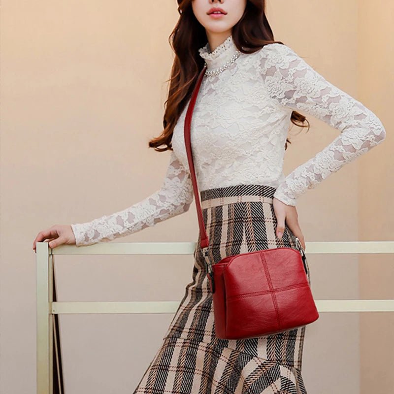 Borsa a tracolla in morbida pelle PU da donna vintage Borsa a tracolla quadrata in tinta unita femminile di mezza età Nuove borse a tracolla grandi da donna