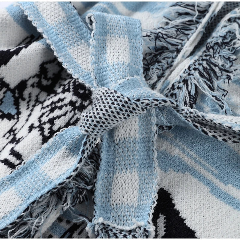 Cardigan lavorato a maglia con frange a fiori da donna Moda scollo a V manica lunga bottoni corti Cappotto casual Lady 2025 Autunno Chic Capispalla