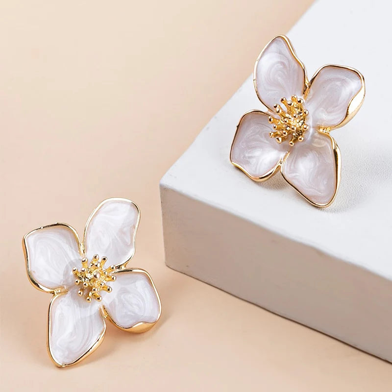 Orecchini a forma di fiore Obega Orecchini a bottone con fiori bianchi rosa Orecchini da donna Primavera Estate Nuovi gioielli carini per ragazze alla moda