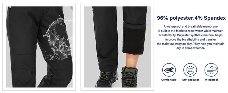 I pantaloni invernali da donna sono caldi, impermeabili, antivento, campeggio, viaggi all'aperto, alpinismo, ciclismo, pantaloni sportivi