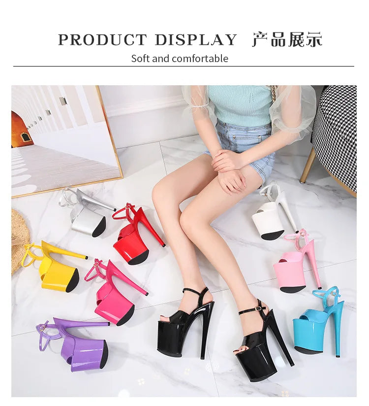 Women Sexy Show Sandals 20 CM High Heels Sexy Platform Color Sandals Girls 8Inch Super High Heels Shoe for Party Club Stripper