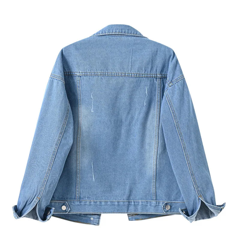 Giacca di jeans rosa Cappotto con risvolto monopetto primavera autunno da donna Moda Verde Nero Rosso Blu Capispalla Cappotto di jeans femminile
