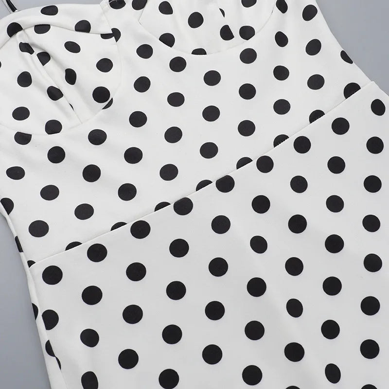 Abito con bretelle a pois Abito estivo da donna nuovo stile senza vita senza maniche Avvolgente sul petto Abito avvolgente a pieghe slim fit Ropa Mujer