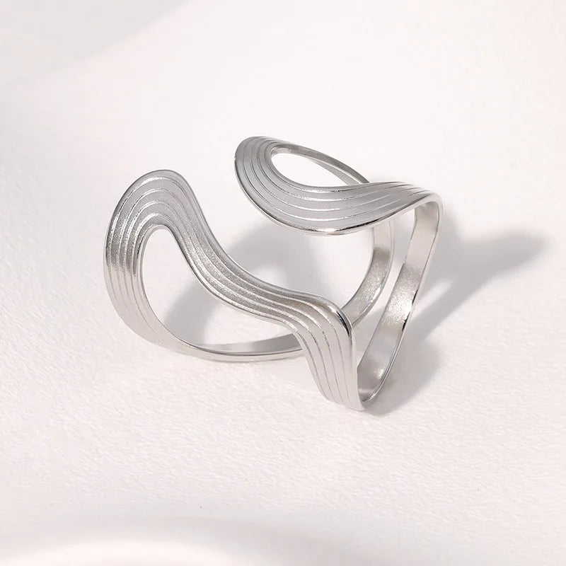 Anello personale grande in acciaio inossidabile antiruggine, elegante, creativo, minimalista, in metallo, gioielli impermeabili per le donne