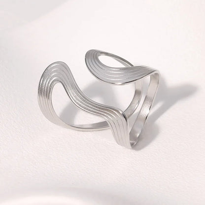 Anello personale grande in acciaio inossidabile antiruggine, elegante, creativo, minimalista, in metallo, gioielli impermeabili per le donne