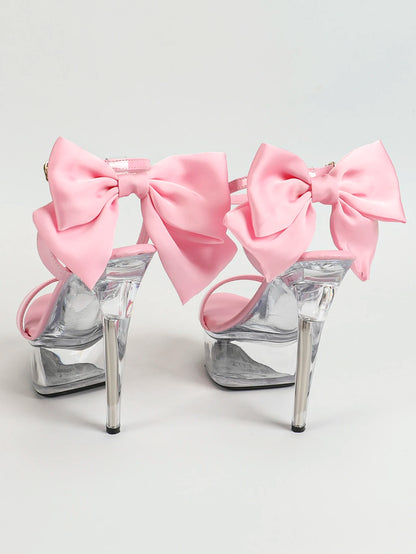 Summer Party Dress Shoes 15CM Stiletto Wedding Bride tacchi alti donna 2024 New Fashion Bow sandali con plateau di grandi dimensioni femalemuslimah