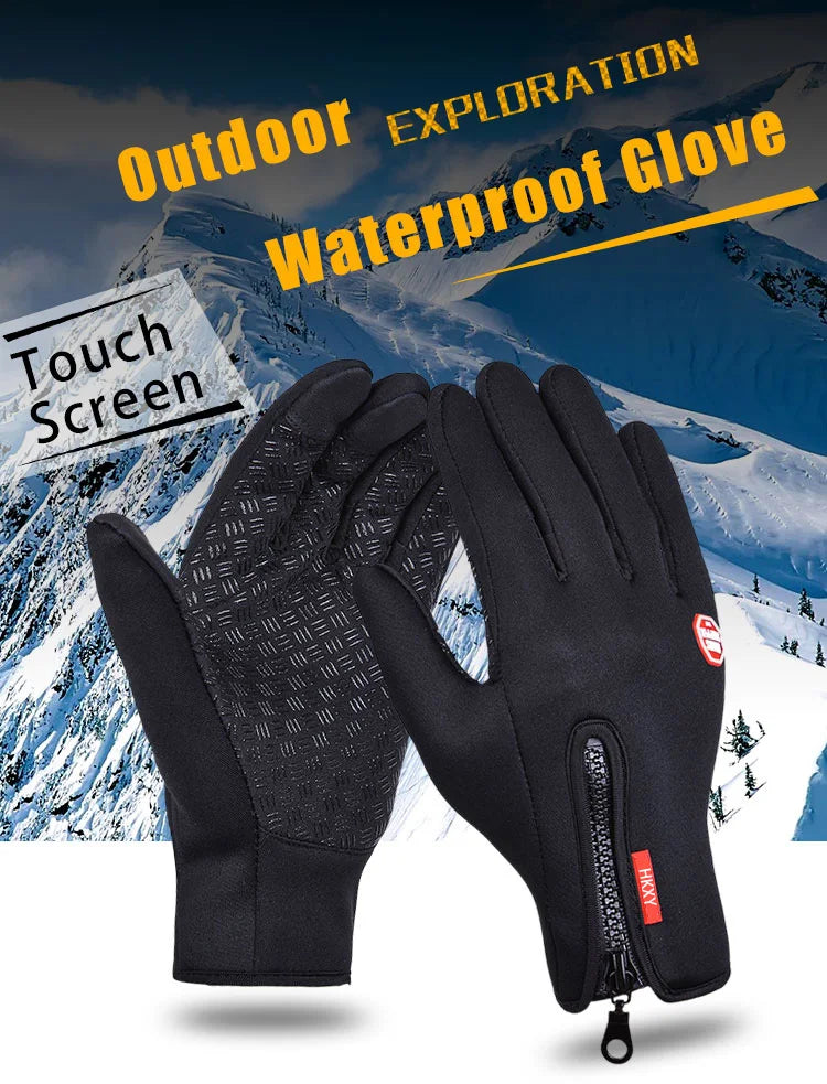 Guanti Sportivi Autunno Inverno per Uomo e Donna, Guanti da Moto in Pile con Zip, Touchscreen, Caldi, Idrorepellenti, Antivento e Antiscivolo per Ciclismo