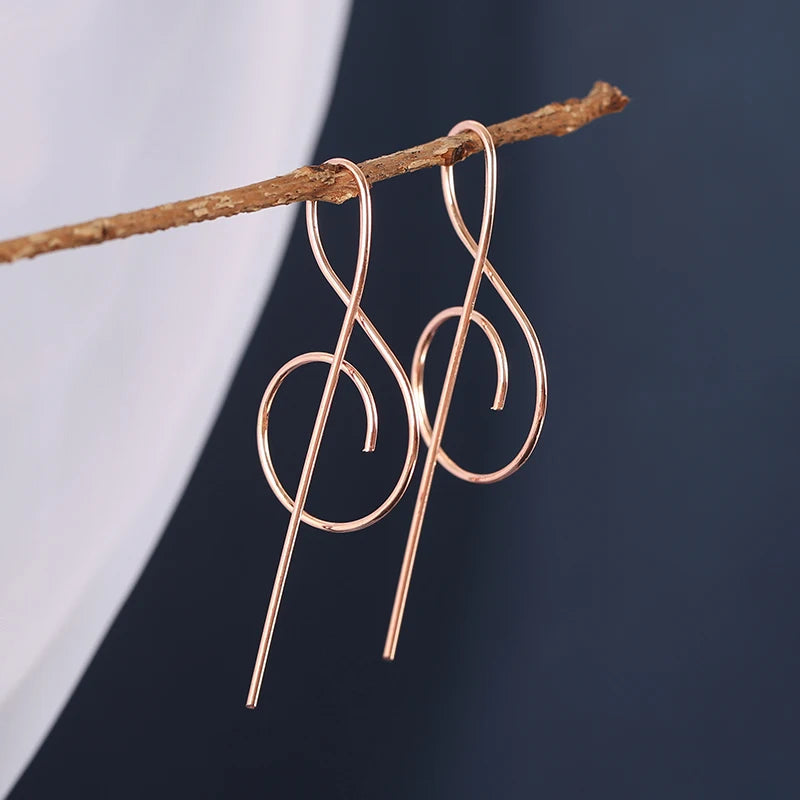 Orecchini con simbolo musicale alla moda per le donne Orecchini semplici con chiave tripla Nota Personalità della moda Temperamento Gioielli femminili 1 paio