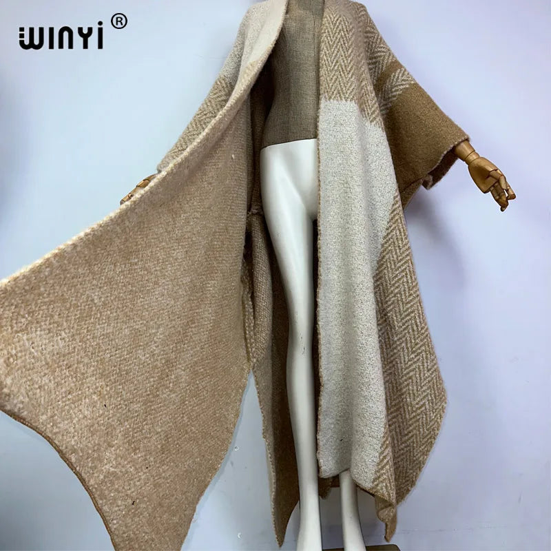 WINYI abito invernale per donna nuova pelliccia di lusso soprabito allentato spesso caldo lungo piumino cardigan moda medio oriente inverno abaya