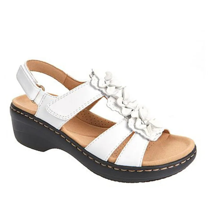 Nuovi Sandali Estivi 2026 da Donna con Zeppa Floreale, Scarpe Ortopediche Retrò Stile Romano, Comode e Casual con Punta Aperta