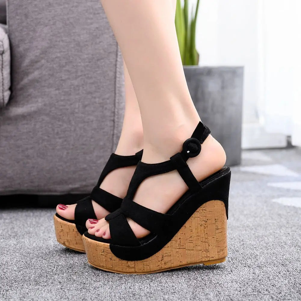 Sandali con plateau Summer Fashion Women Bohemia Style tacco alto bocca di pesce Peep Toe zeppe scarpe per le donne Sandalias De Mujer