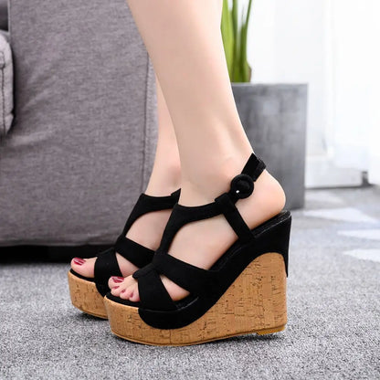 Sandali con plateau Summer Fashion Women Bohemia Style tacco alto bocca di pesce Peep Toe zeppe scarpe per le donne Sandalias De Mujer
