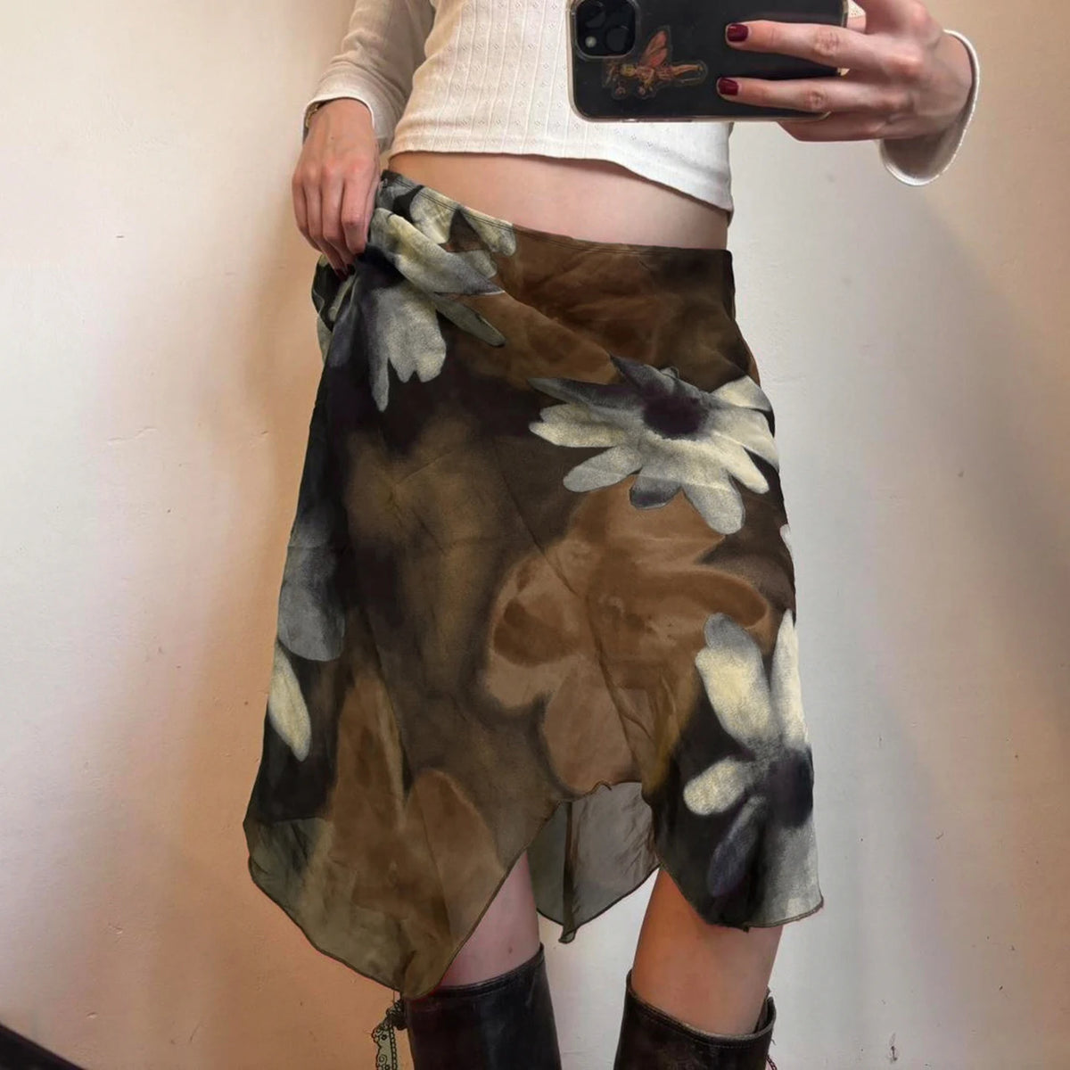 SUCHCUTE Y2K Stampa floreale Maglia Gonna asimmetrica Donna Vita bassa Midi A-line Gonne Estetica 2000s Abbigliamento Estate Outfit 2026