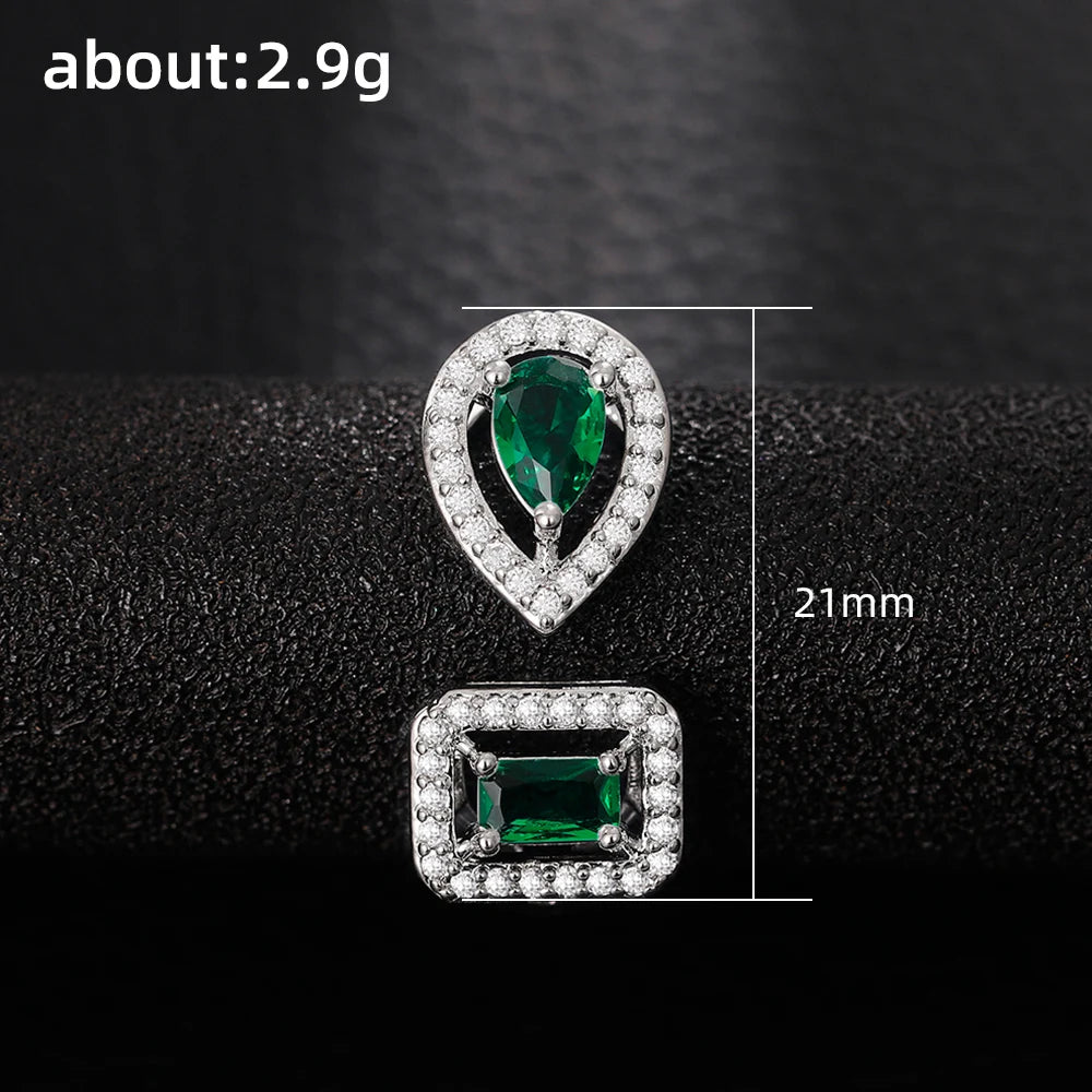 Huitan Anelli di apertura del polsino a forma geometrica per le donne Colore argento/Colore oro Nobile anello con zirconi cubici Accessorio Gioielli di moda