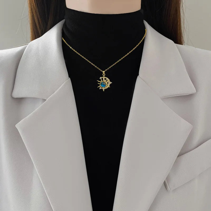 Collana di lusso leggera in acciaio al titanio con serie Star per donna, colore oro, pianeta, luna, astronauta, collane con ciondolo, gioielli, regali