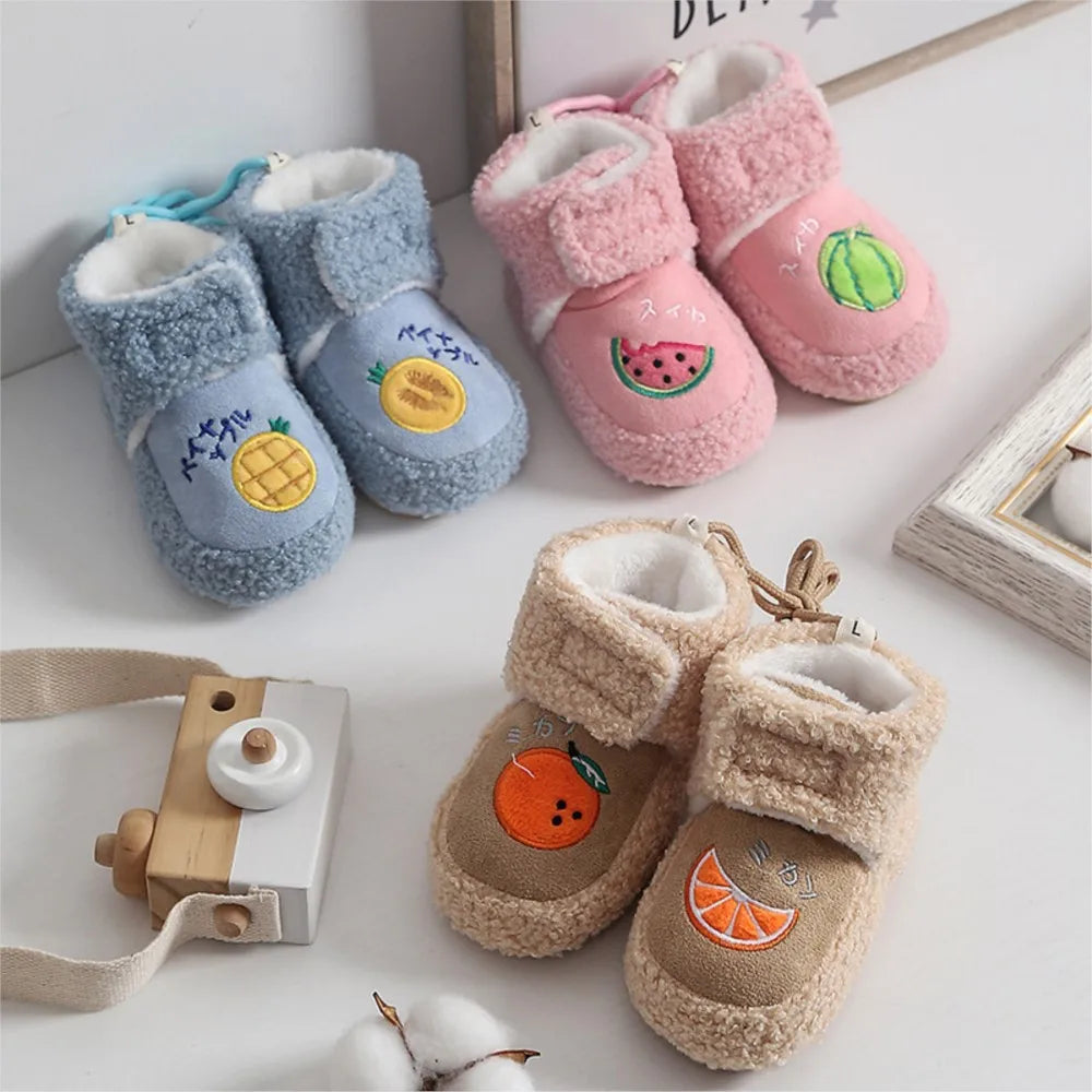 Scarpe da Passeggio per Neonati 0-1 Anno, Scarpe in Cotone con Suola Morbida e Chiusura a Velcro, Calde e Spesse, Stivali Invernali da Neve, Calzature per Neonati